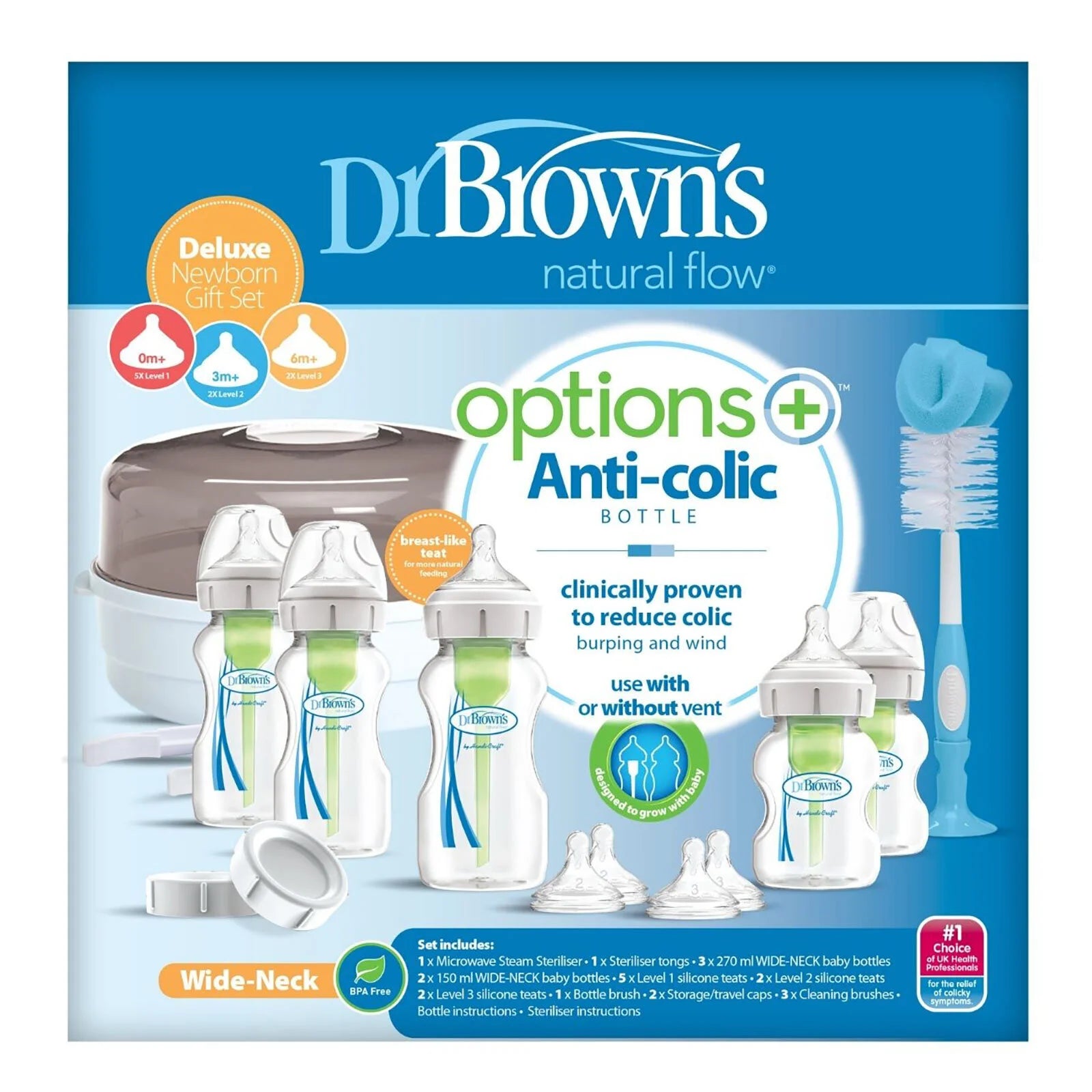 Dr. Brown's Options+ Anti - Colic Baby Bottle Wide Neck Newborn Gift Starter Set - ebebek - Black Friday