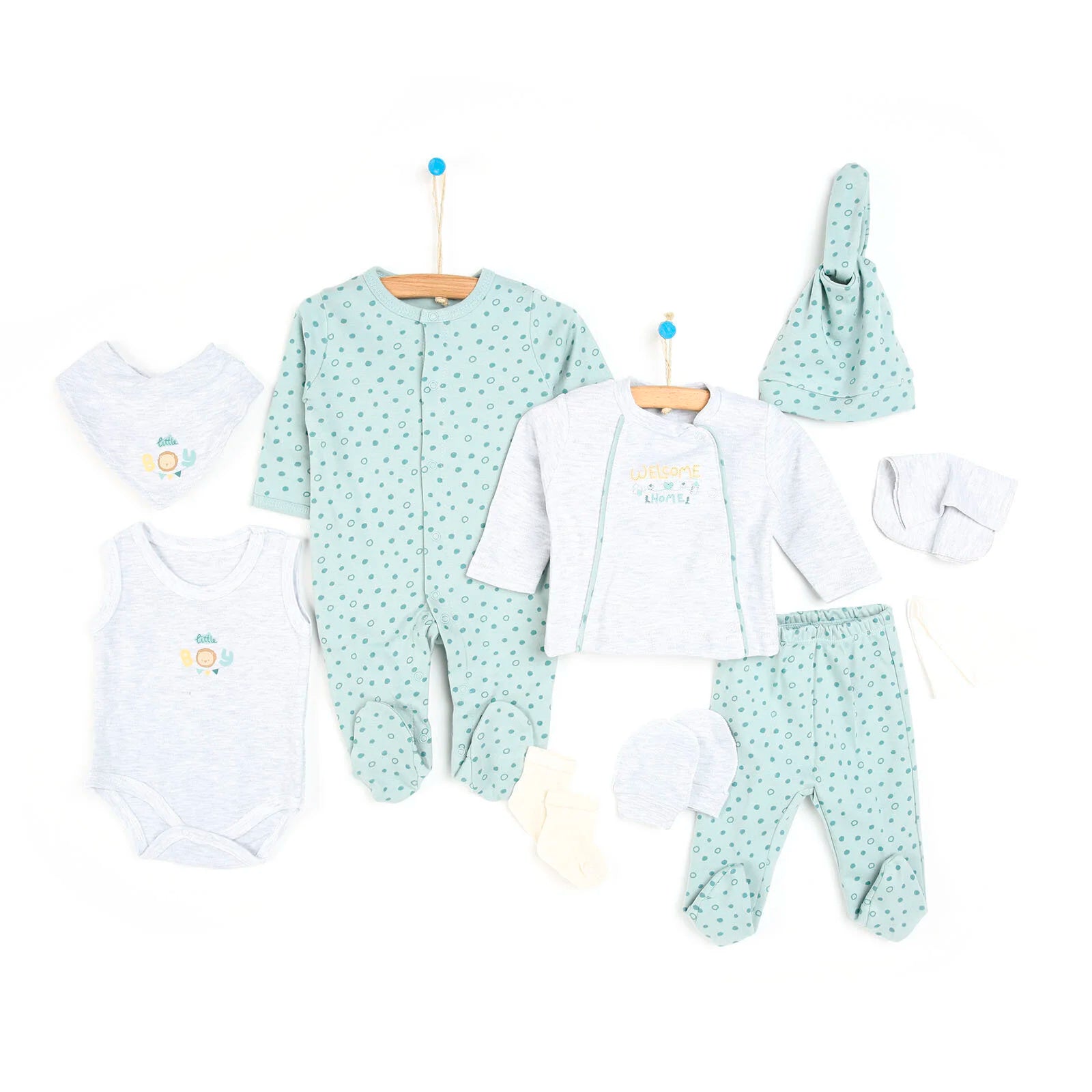 Bebbek Baby Boy 10 Pcs Newborn Starter Set - Light Green - ebebek - Black Friday
