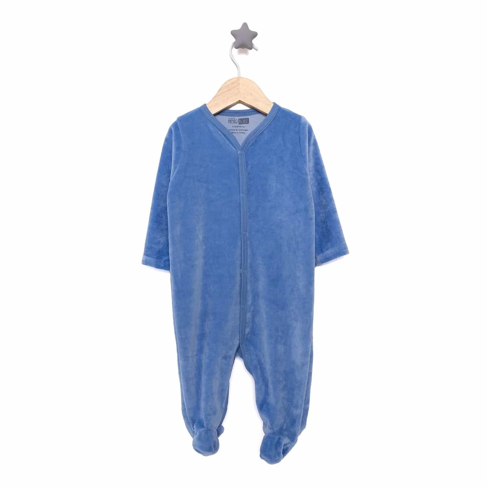 HelloBaby Boy Velvet Footed Jumpsuit - Light Blue - ebebek - Black Friday