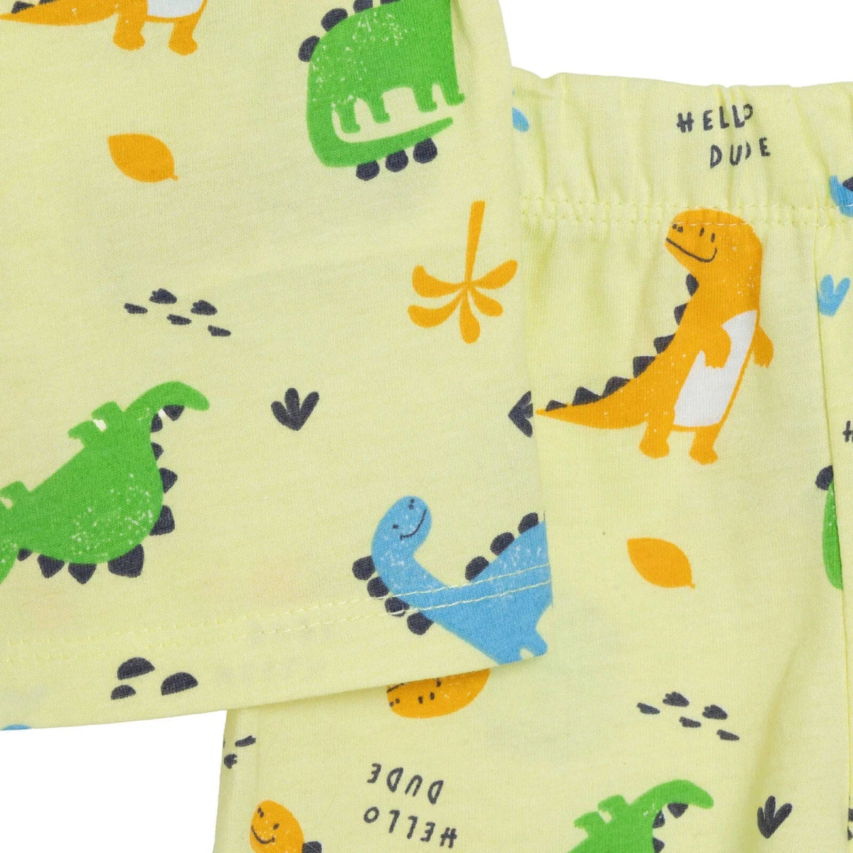 Baby Boy Short Sleeve Pyjamas Set Dinosaur Print Buttoned Shirt Collar - Green Green - ebebek