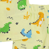 Baby Boy Short Sleeve Pyjamas Set Dinosaur Print Buttoned Shirt Collar - Green Green - ebebek