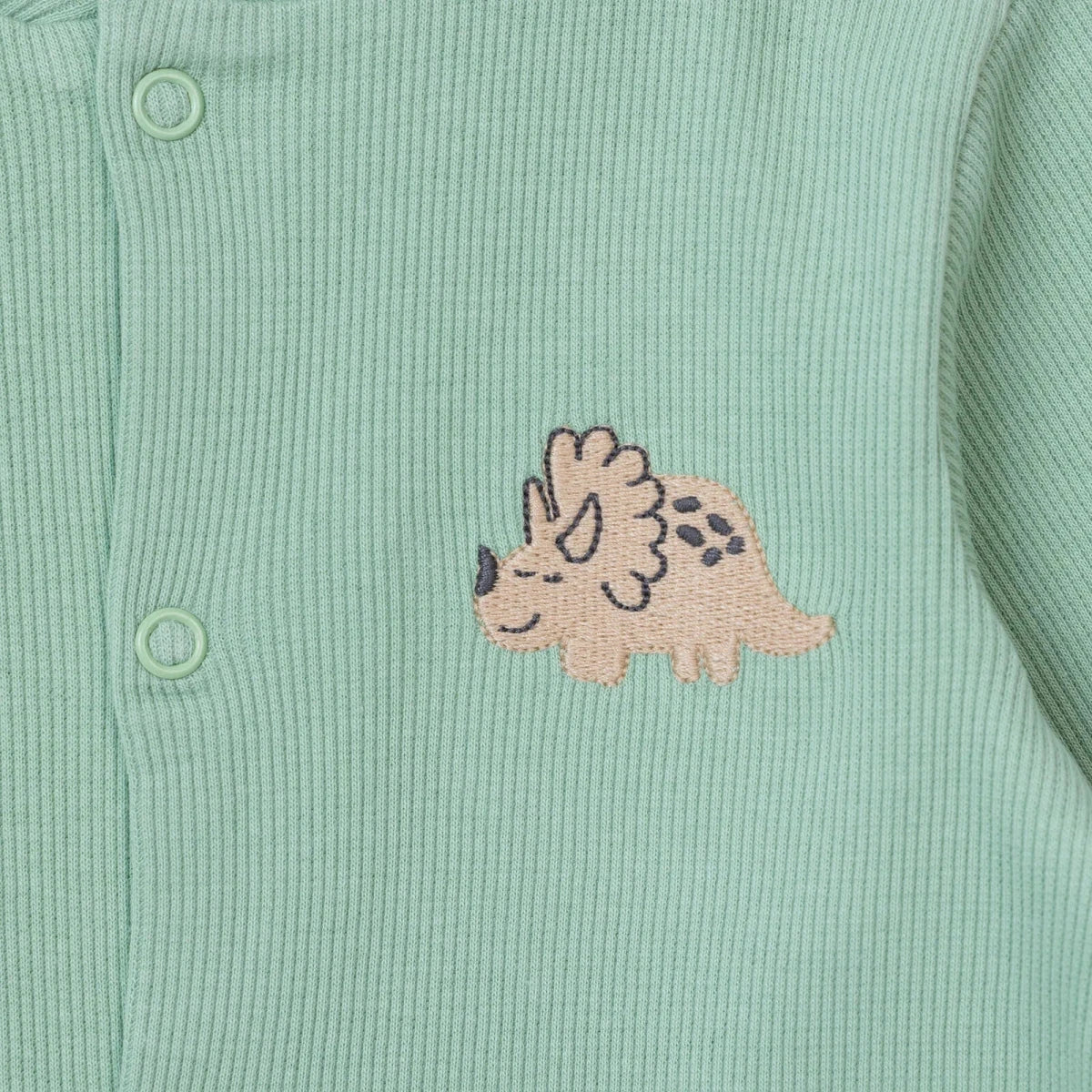 Baby Boy Footed Sleepsuit Dinosaur Print Snap Fastening Crew Neck - Green Printed Green Printed - ebebek