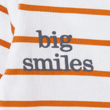 Baby Boy Footed Sleepsuit Striped Zip Fastening Crew Neck - Ecru Ecru - ebebek