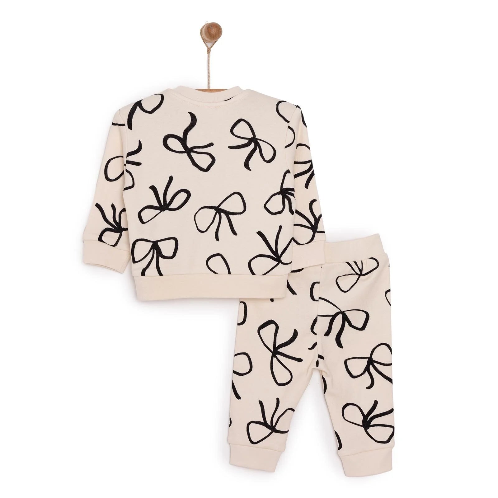 HelloBaby Basic Girl Bow Printed Jogging Set - ebebek - Black Friday
