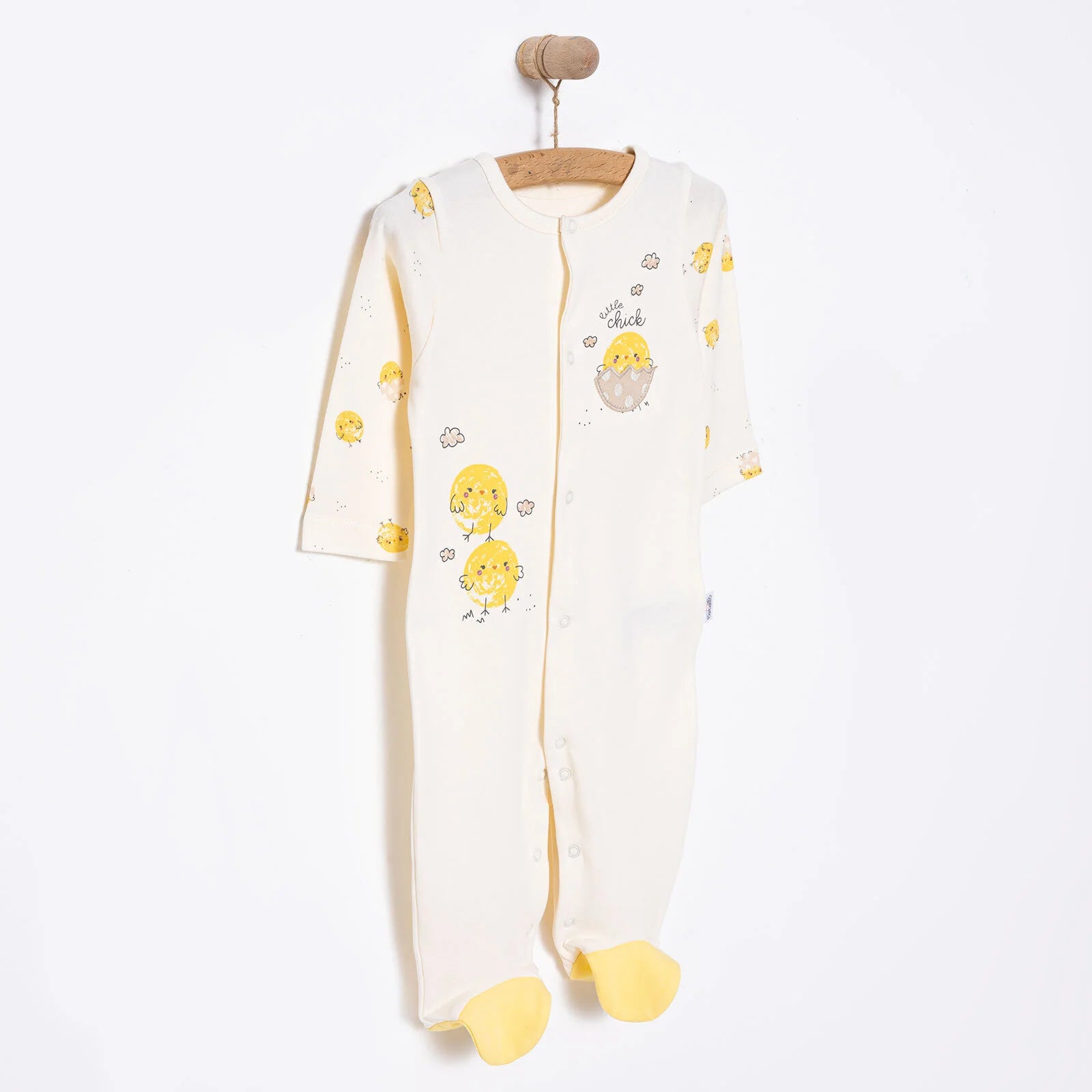 Bebetto Newborn Chıck Chıck Footed Jumpsuit - Ecru - ebebek - Black Friday