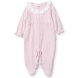 Bebetto Girls Footed Sleepsuit Snap Fastening Sweet Princess Frill Neck Full Length Long Sleeve - Pink Pink - ebebek
