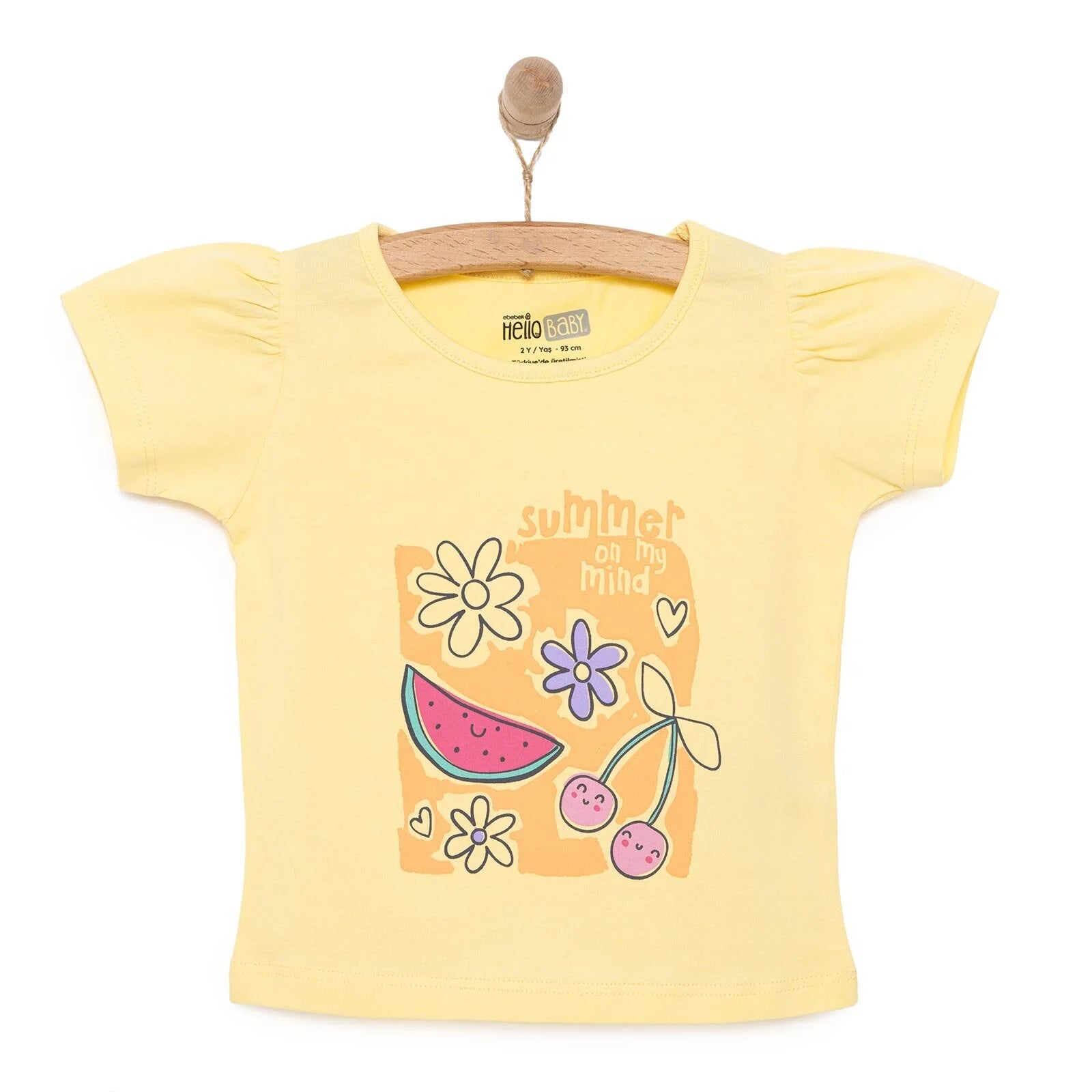HelloBaby Basic Girl Fruits Printed T-shirt - Yellow - ebebek - Black Friday