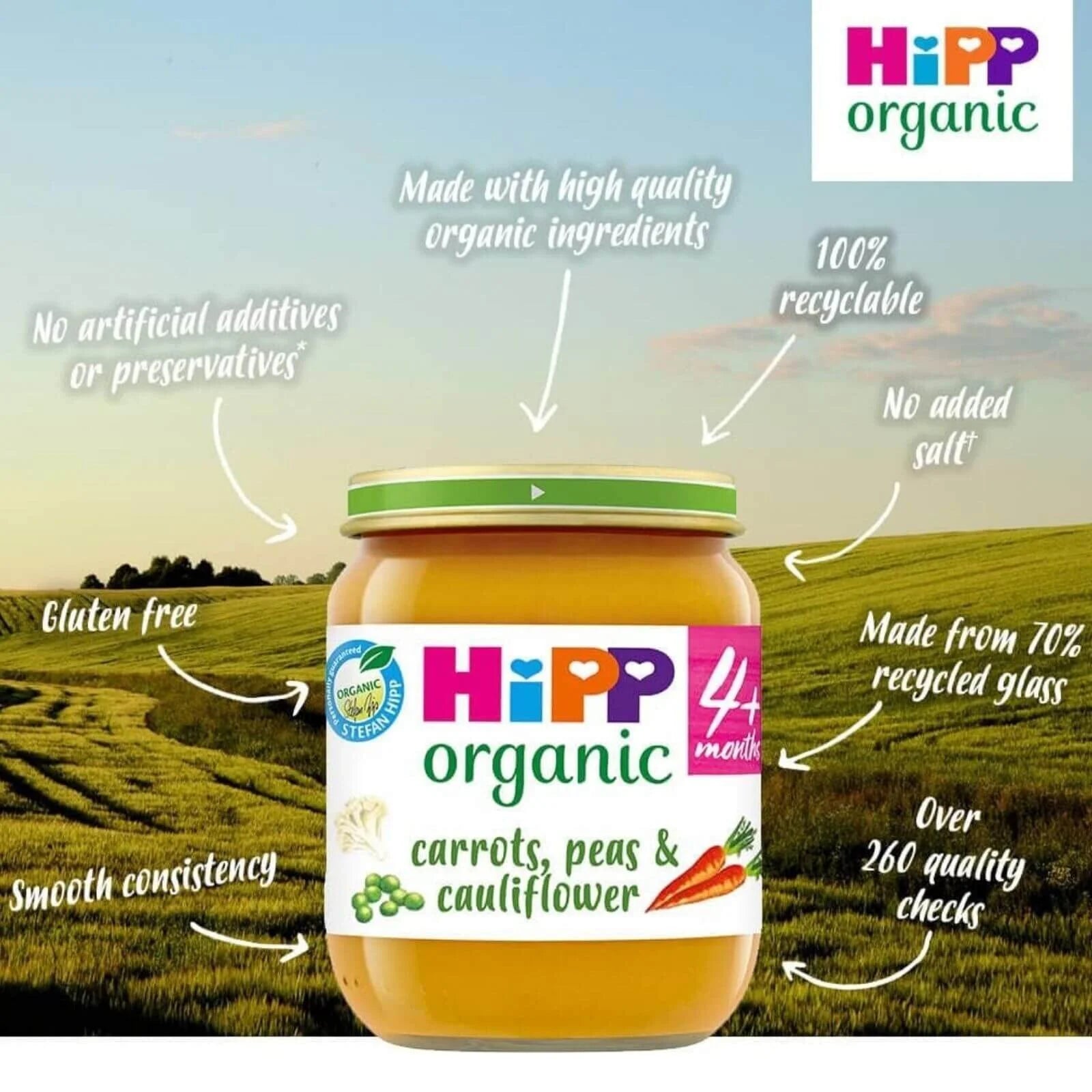 HiPP Organic Carrots Peas & Cauliflower Jar 4+ months 125g - ebebek - Black Friday