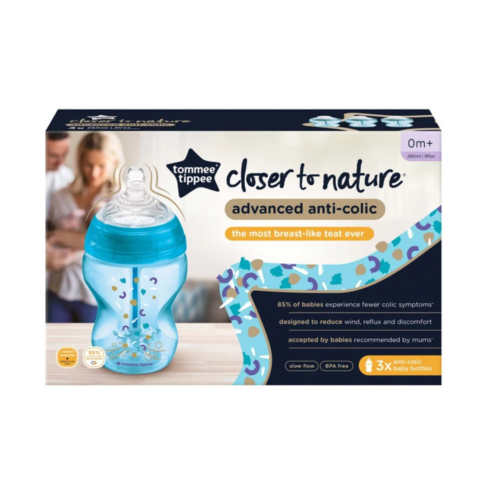 Tommee Tippee Advanced Anti - Colic Bottle Sky 260ml Pack of 3 - ebebek - Black Friday