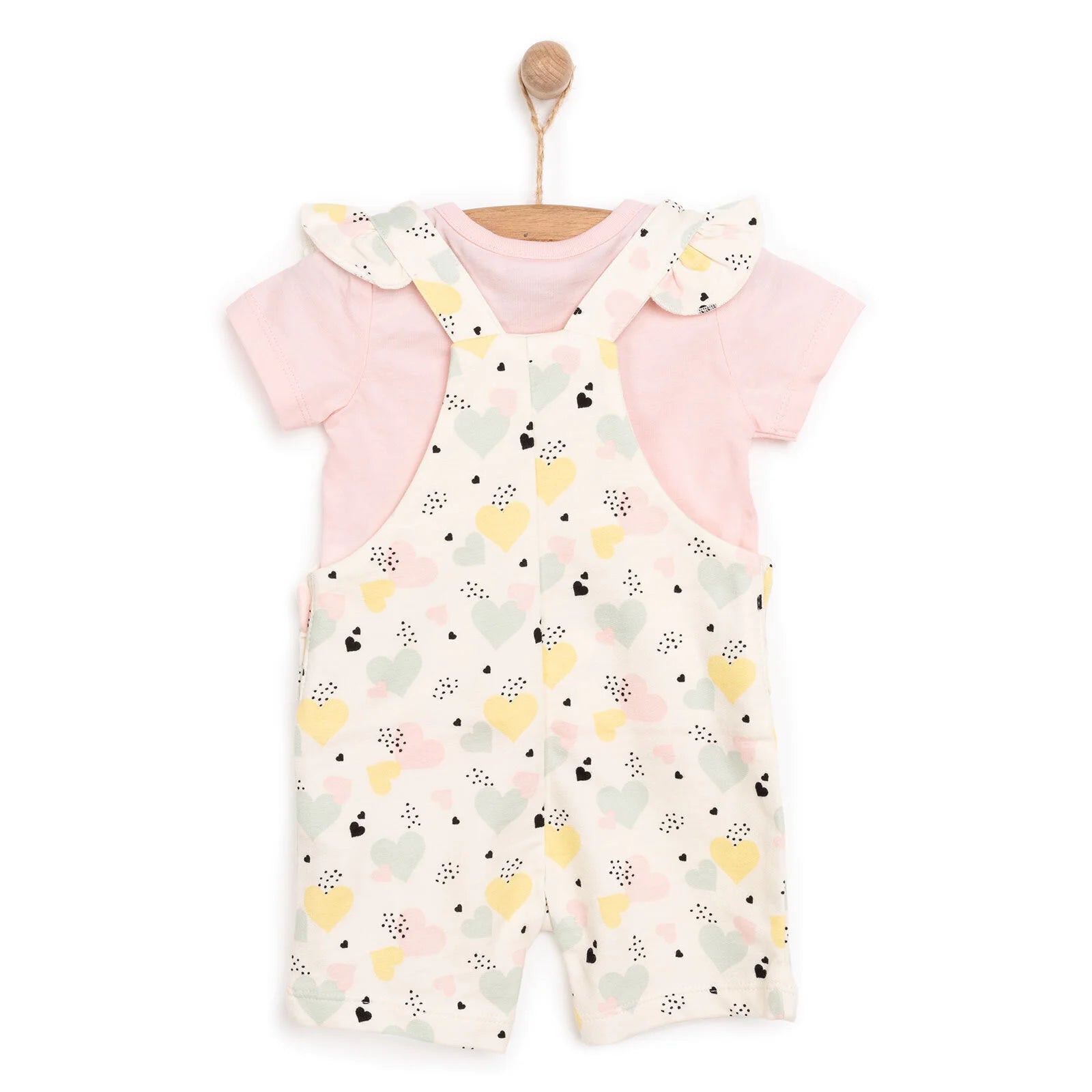 HelloBaby Basic Girl Hearts Patterned Overall - Light Pink - ebebek - Black Friday