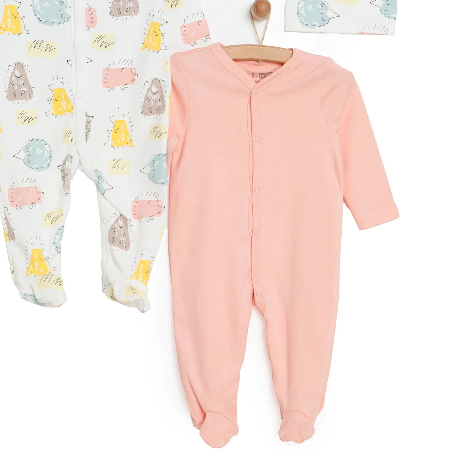 HelloBaby Newborn Footed Jumpsuit - Hat 2 Pcs - Light Pink - ebebek - Black Friday