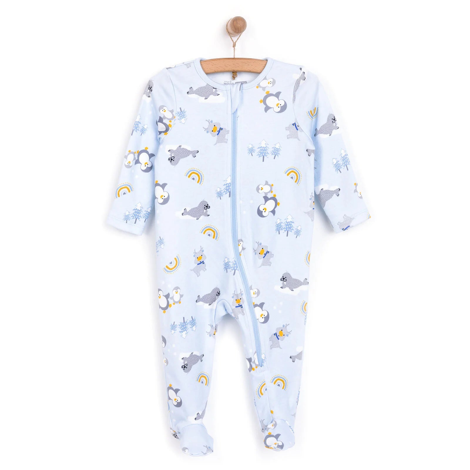 HelloBaby Newborn Baby Boy Footed Jumpsuit - Light Blue - ebebek - Black Friday