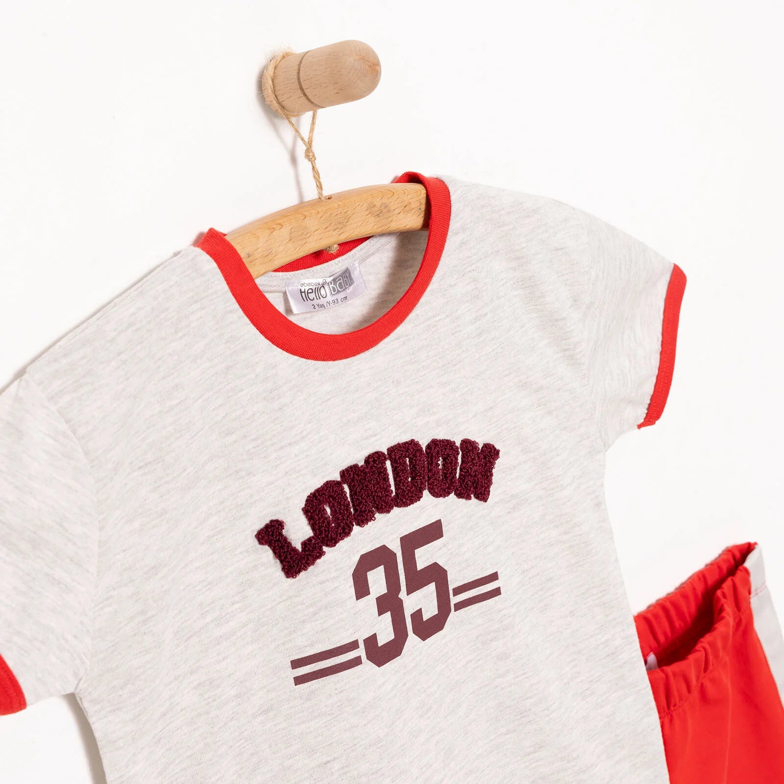 HelloBaby Motto Boy T-shirt & Short - Grey Melange - ebebek - Black Friday