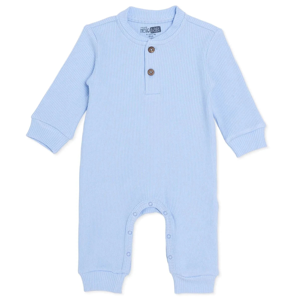 Baby Boy Footless Sleepsuit Floral Print Snap Fastening Crew Neck - Blue Blue - ebebek