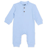 Baby Boy Footless Sleepsuit Floral Print Snap Fastening Crew Neck - Blue Blue - ebebek