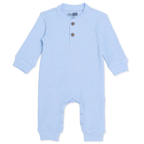 Baby Boy Footless Sleepsuit Floral Print Snap Fastening Crew Neck - Blue Blue - ebebek