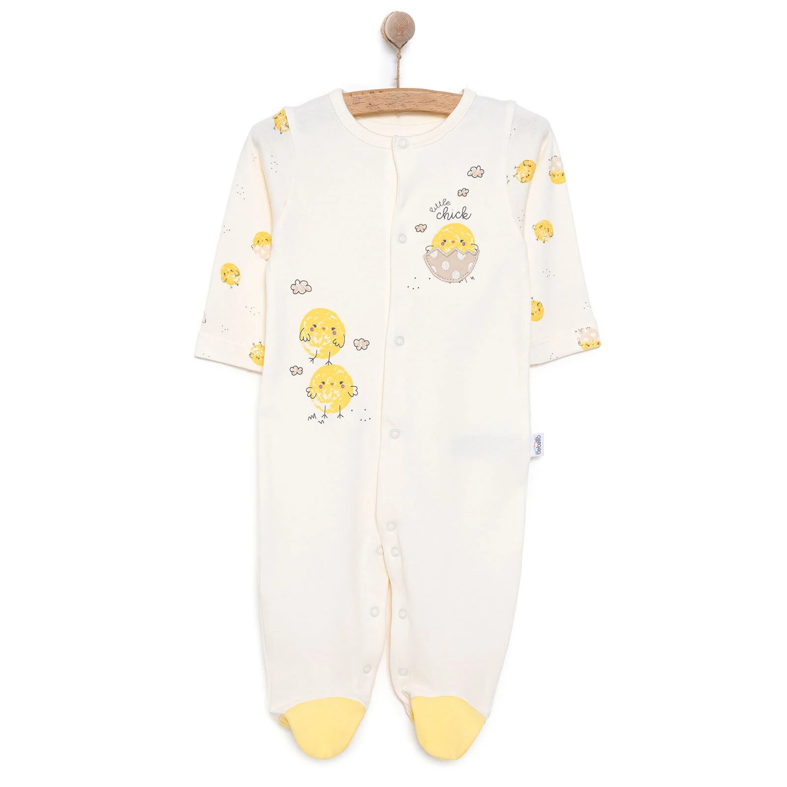 Bebetto Newborn Chıck Chıck Footed Jumpsuit - Ecru - ebebek - Black Friday