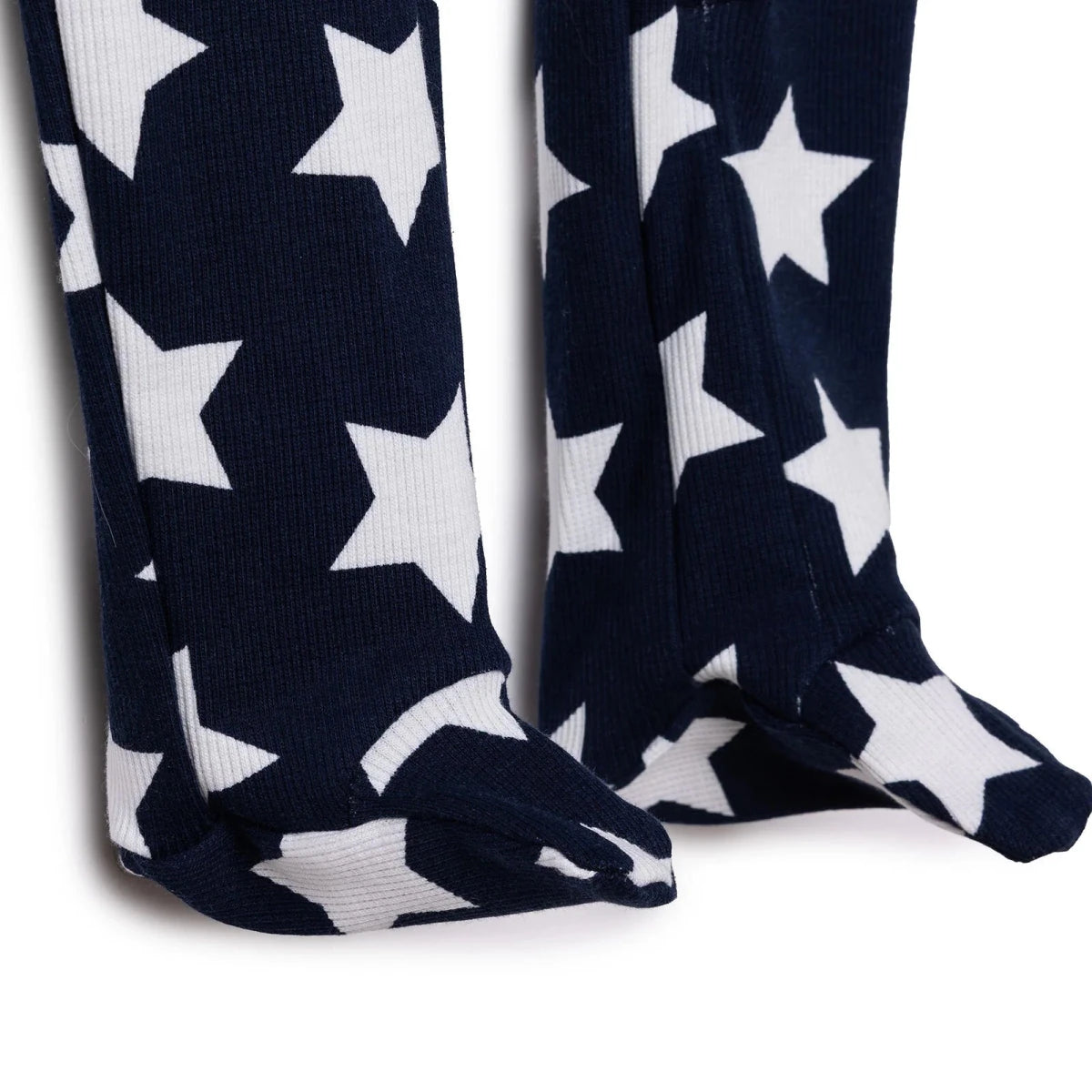 Baby Boy Footed Sleepsuit Star Print Zip Fastening Crew Neck - Navy Blue Navy Blue - ebebek