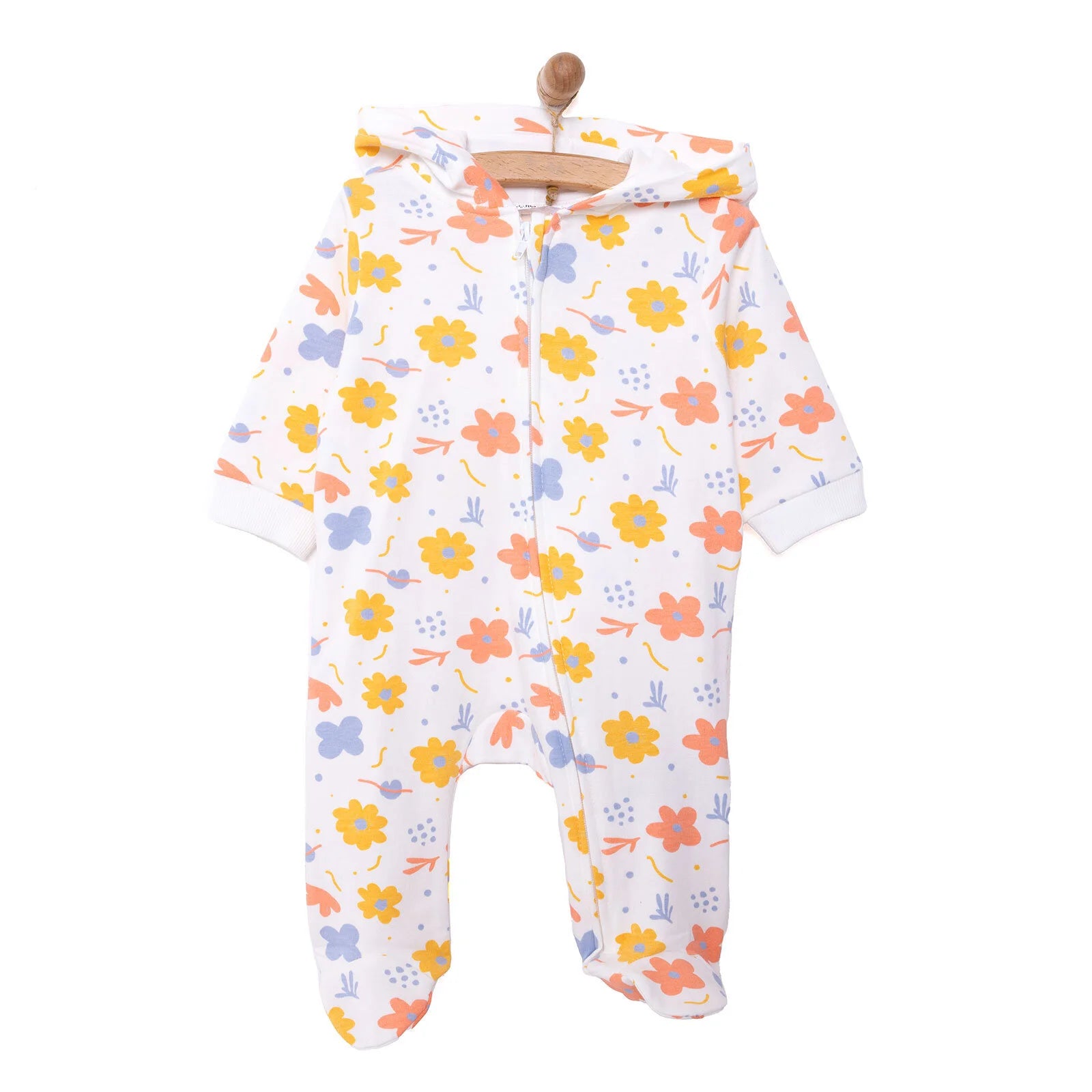 HelloBaby Newborn Hooded Jumpsuit - Ecru - ebebek - Black Friday