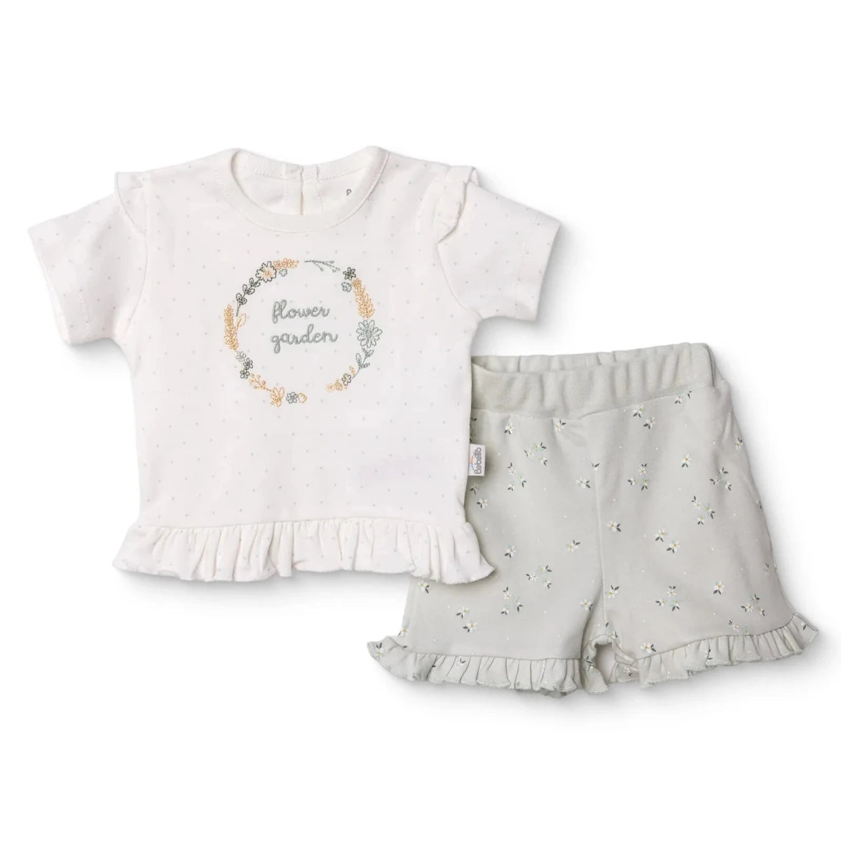 Bebetto Girls T-shirt & Shorts Set Floral Print Flower Garden Crew Neck Short Length Short Sleeve - Multicolour Multicolour - ebebek