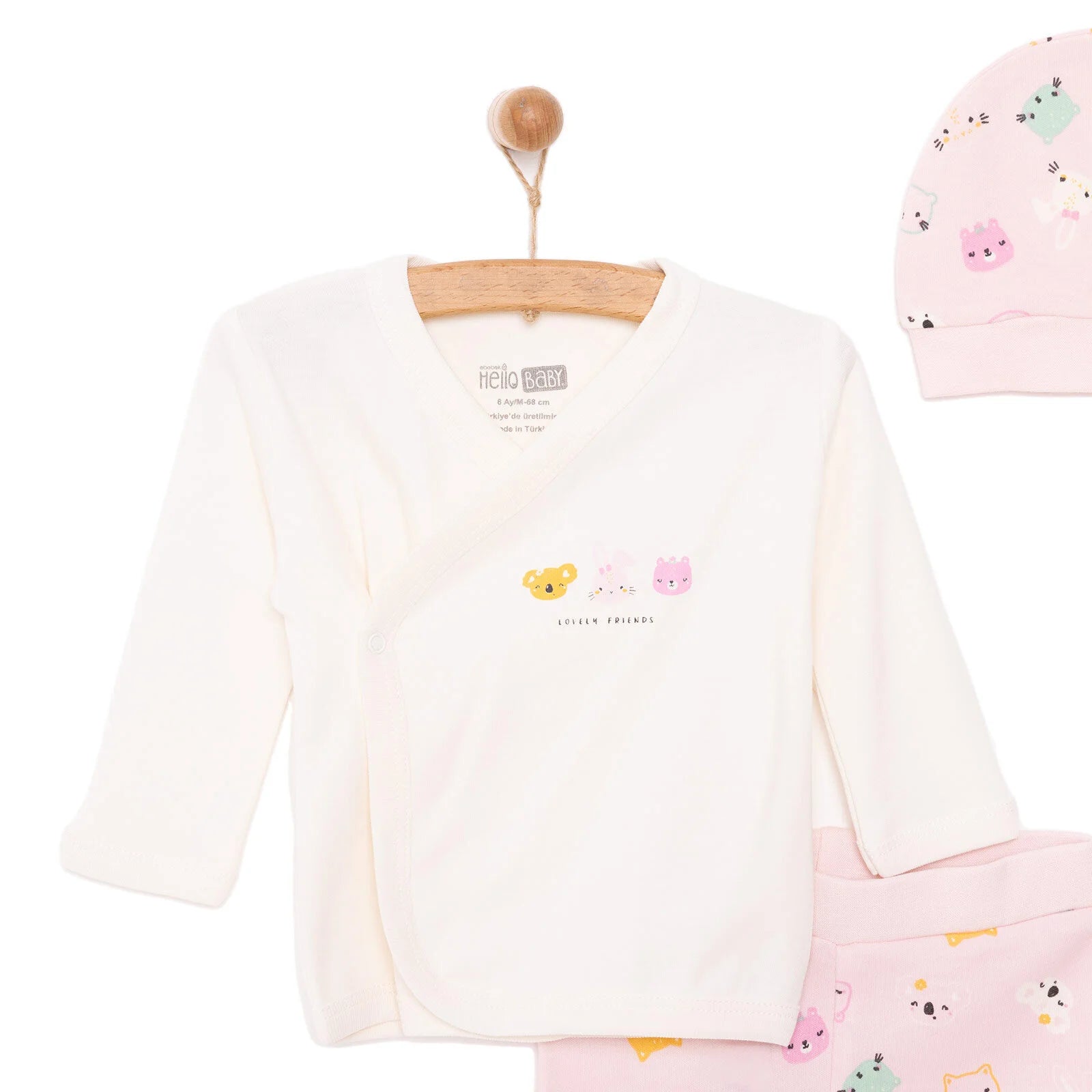 HelloBaby Newborn Baby Top - Hat - Footed Bottom - Ecru - ebebek - Black Friday