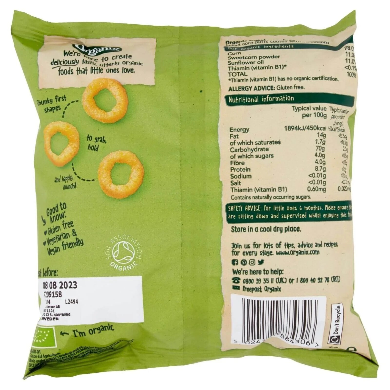 Organix Melty Sweetcorn Rings 6+ months 20g - ebebek - Black Friday