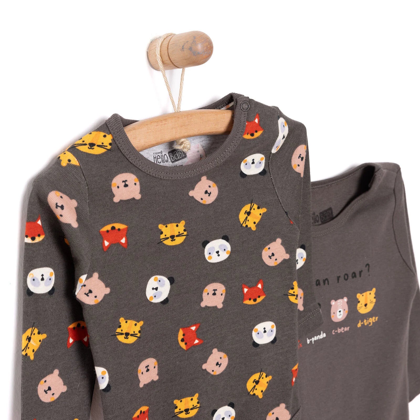 HelloBaby Boy 2 - Pack Long Sleeve Bodysuit - Dark Grey - ebebek - Black Friday