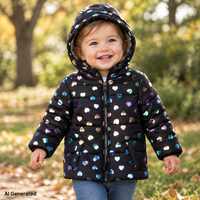 HelloBaby Print Pocket Padded Zip Baby Jacket (9-12 Months to 4-5 Years) Black Printed - ebebek