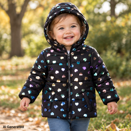 HelloBaby Print Pocket Padded Zip Baby Jacket (9-12 Months to 4-5 Years) Black Printed - ebebek