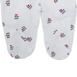 Unisex Footed Sleepsuit Slogan Print Snap Fastening Crew Neck - White Printed White Printed - ebebek