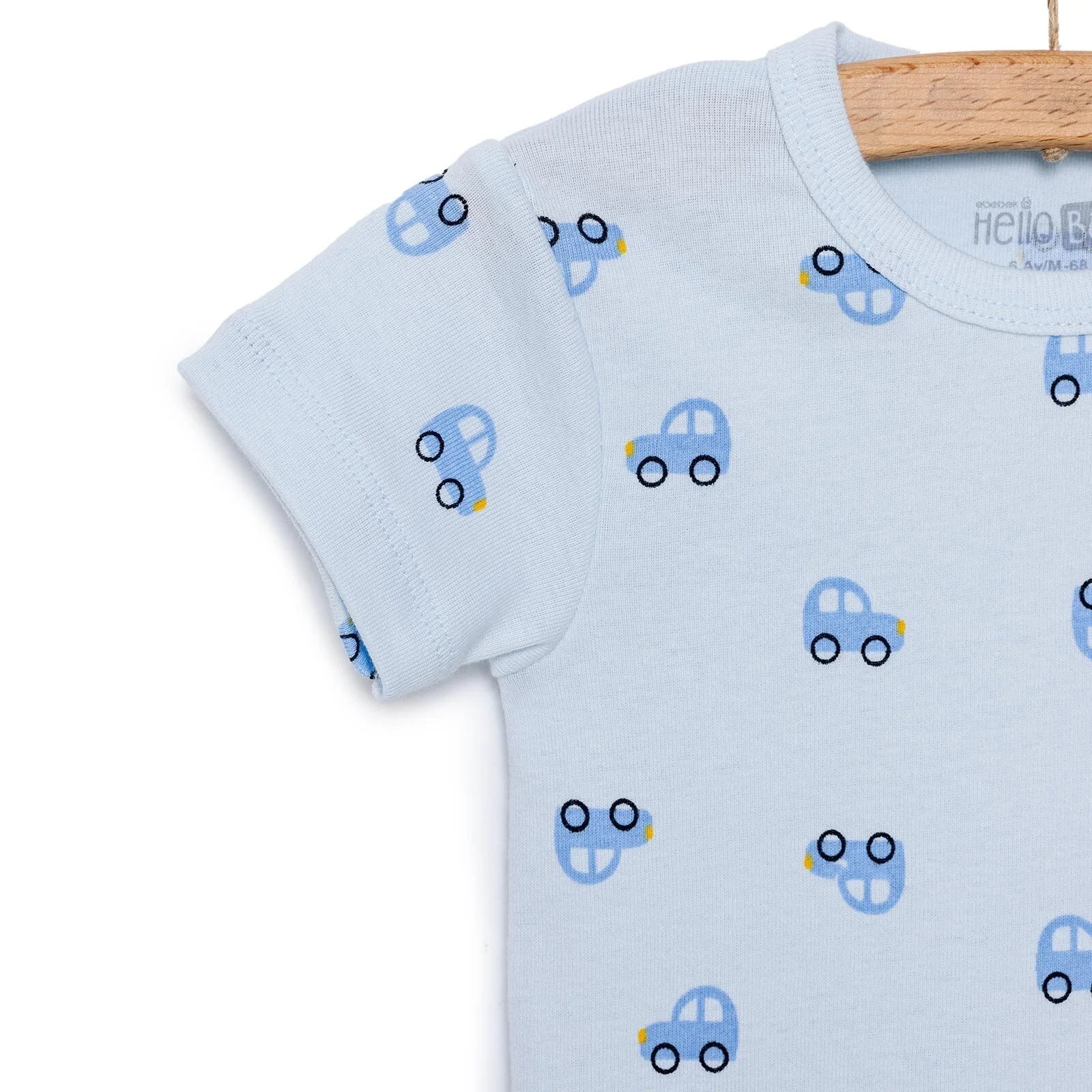 HelloBaby Boy Short Sleeve Bodysuit - Blue - ebebek - Black Friday