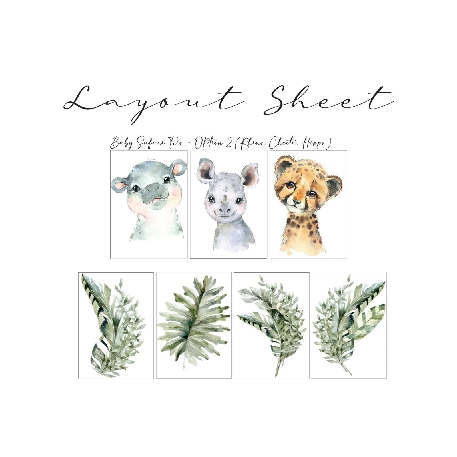 Live Vida Baby Safari Wall Sticker Leafy Hippo & Cheetah & Rhino 3 pcs - ebebek - Black Friday