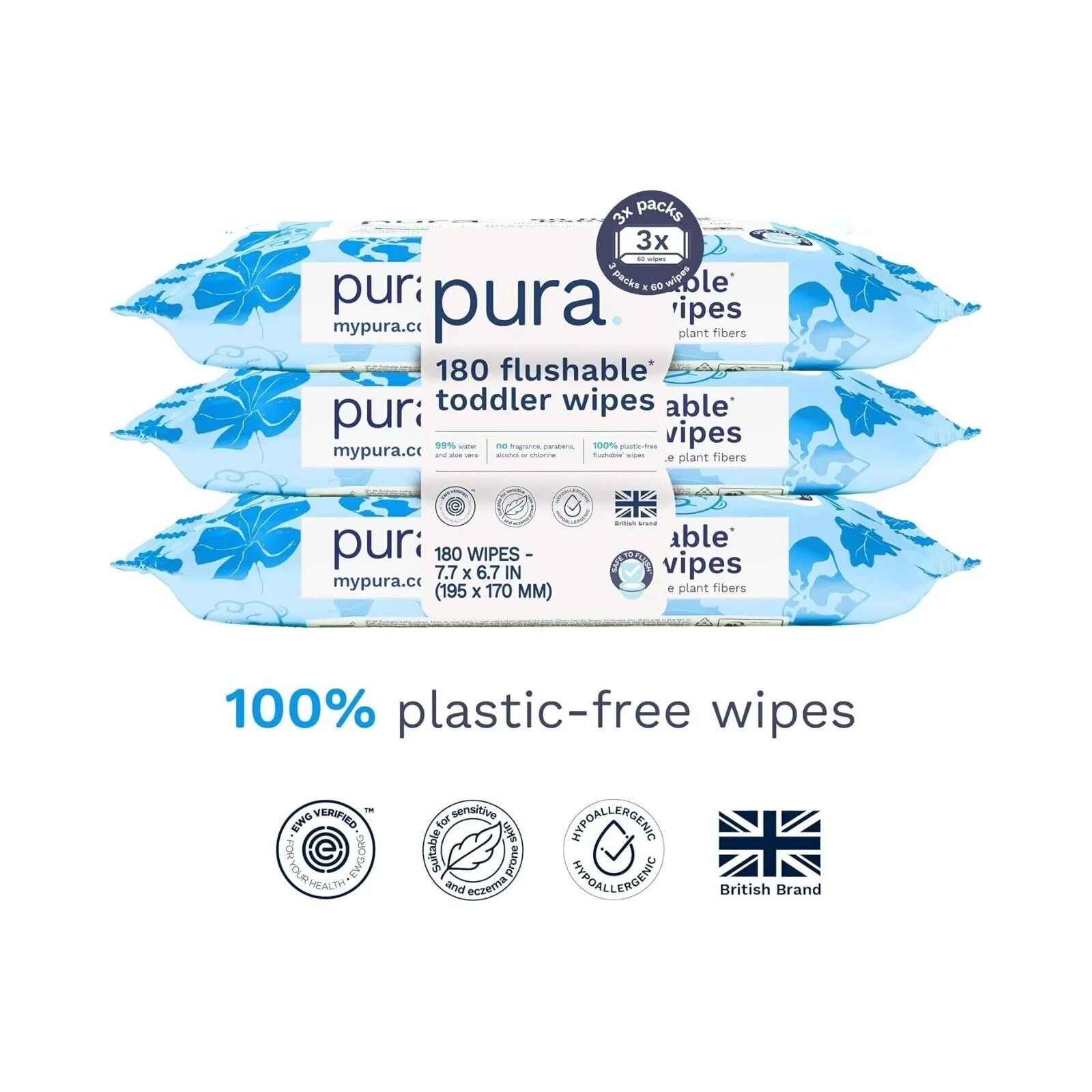 Pura Baby Wipes Flushable 3x60 pcs - ebebek - Black Friday