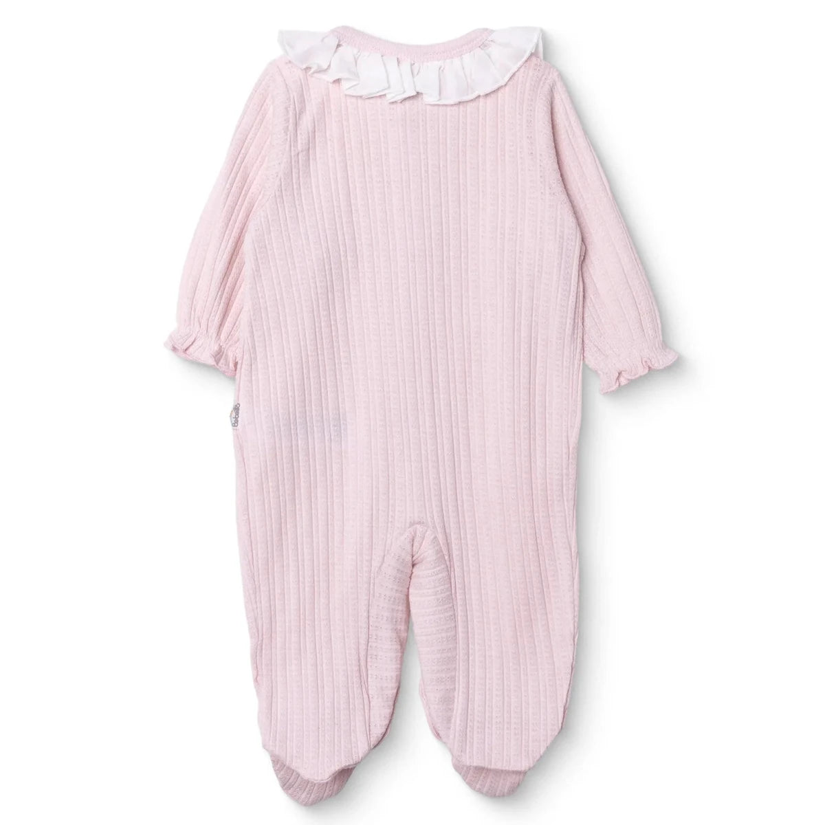 Bebetto Girls Footed Sleepsuit Snap Fastening Sweet Princess Frill Neck Full Length Long Sleeve - Pink Pink - ebebek