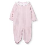 Bebetto Girls Footed Sleepsuit Snap Fastening Sweet Princess Frill Neck Full Length Long Sleeve - Pink Pink - ebebek