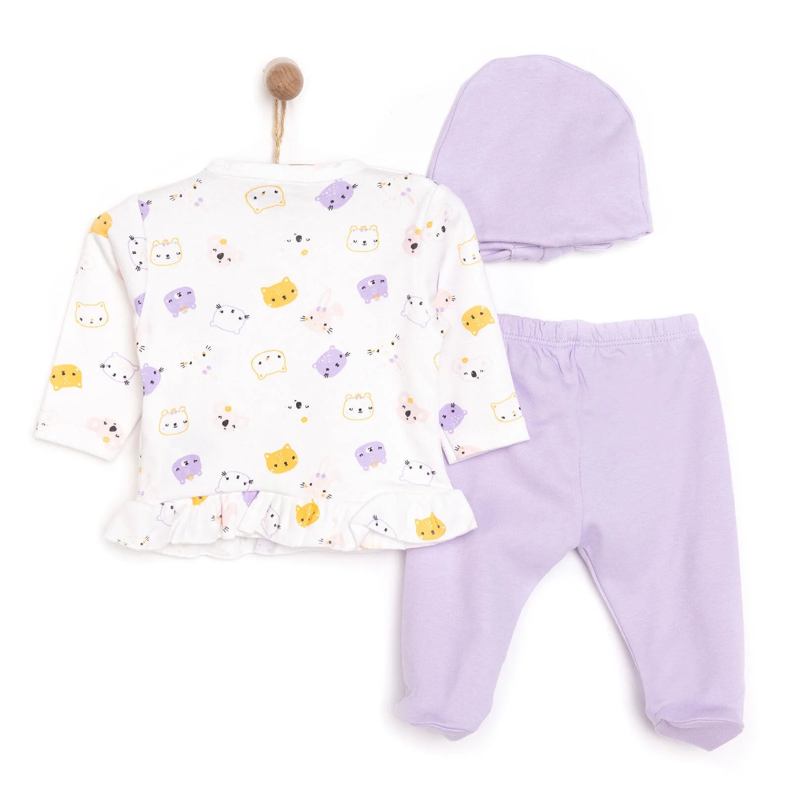 HelloBaby Newborn Baby Girl Body - Footed Bottom - Hat - Ecru - ebebek - Black Friday