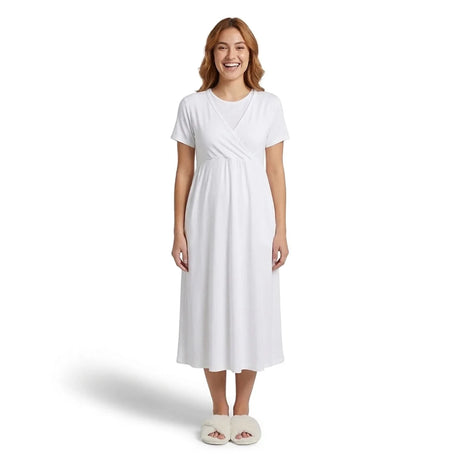 Mother Nightdress V - Neck Short Sleeve - Ecru Ecru - ebebek