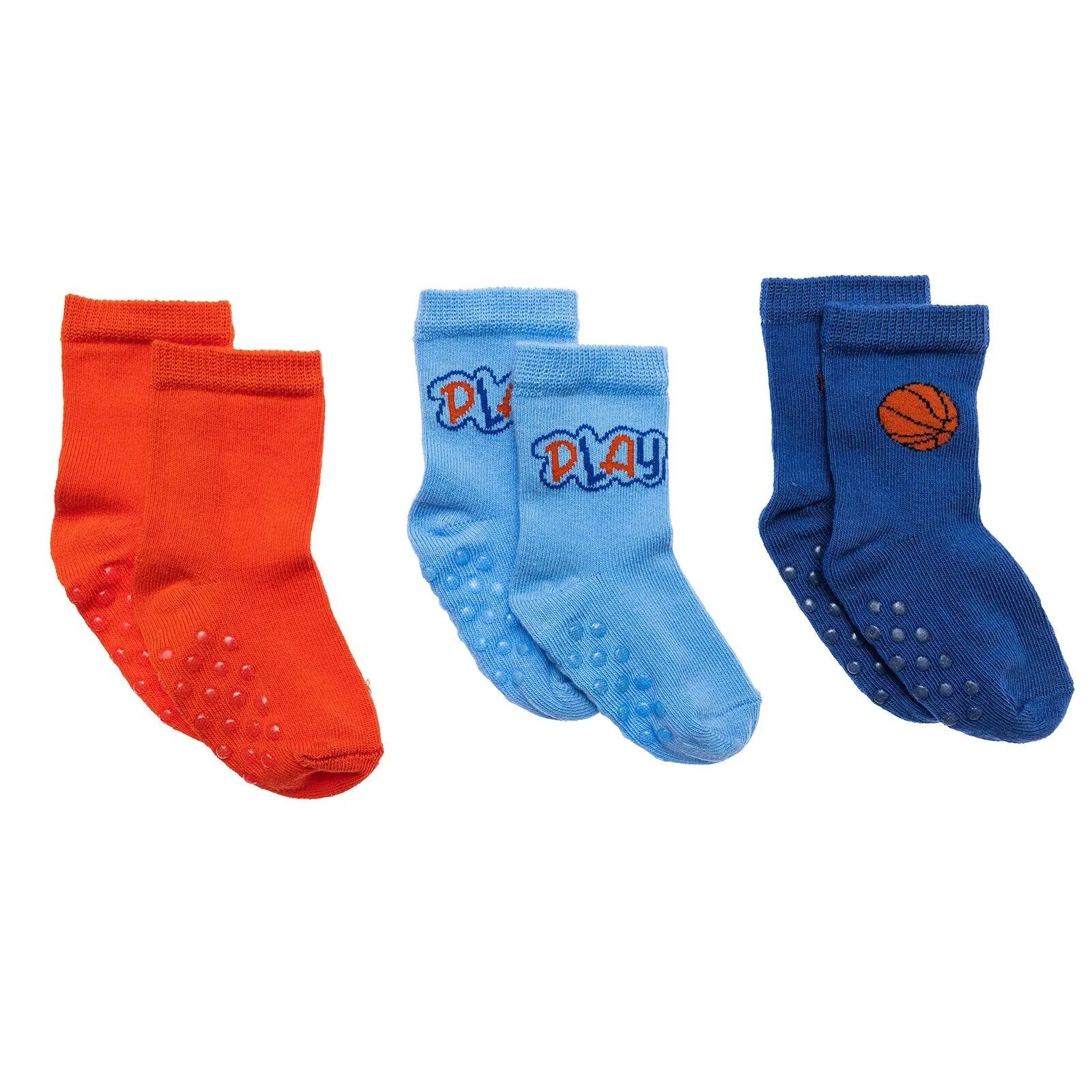 HelloBaby Boy Non - Slip Baby Socks 3 Pack - Blue - ebebek - Black Friday