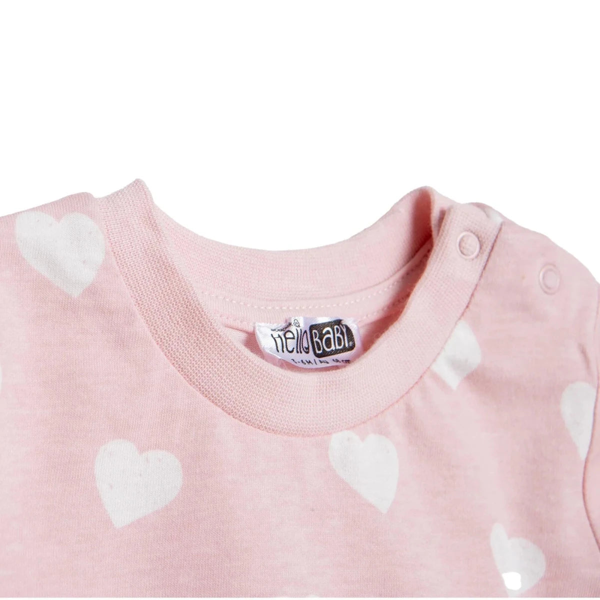 HelloBaby Girls Short Sleeve Pyjamas Set Heart Crew Neck Short Leg Short Sleeve - Pink Pink - ebebek
