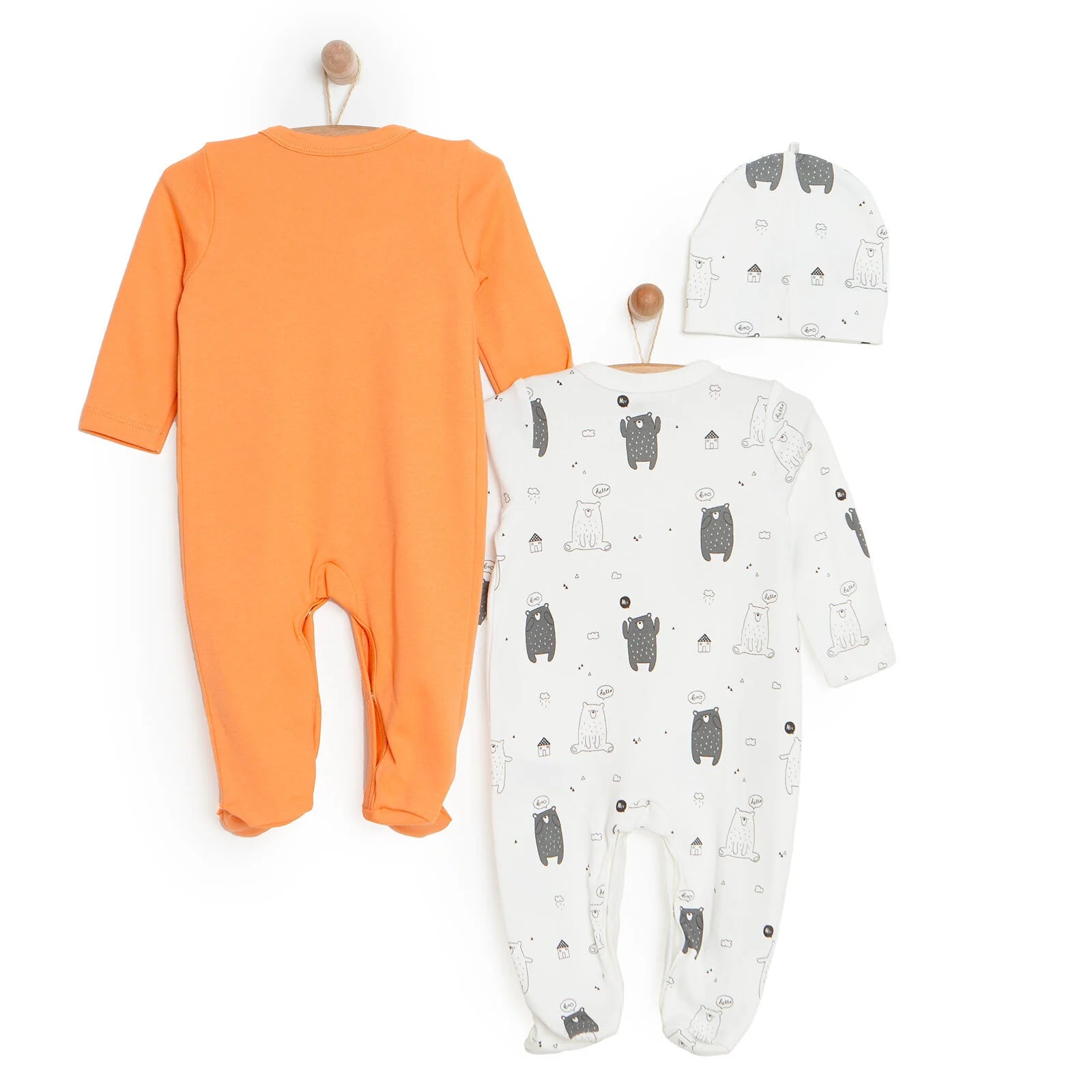 HelloBaby Newborn Footed Jumpsuit - Hat 2 Pcs - Orange - ebebek - Black Friday