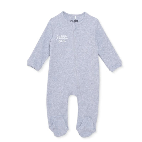 Baby Boy Footed Sleepsuit Zip Fastening Crew Neck - Grey Grey - ebebek