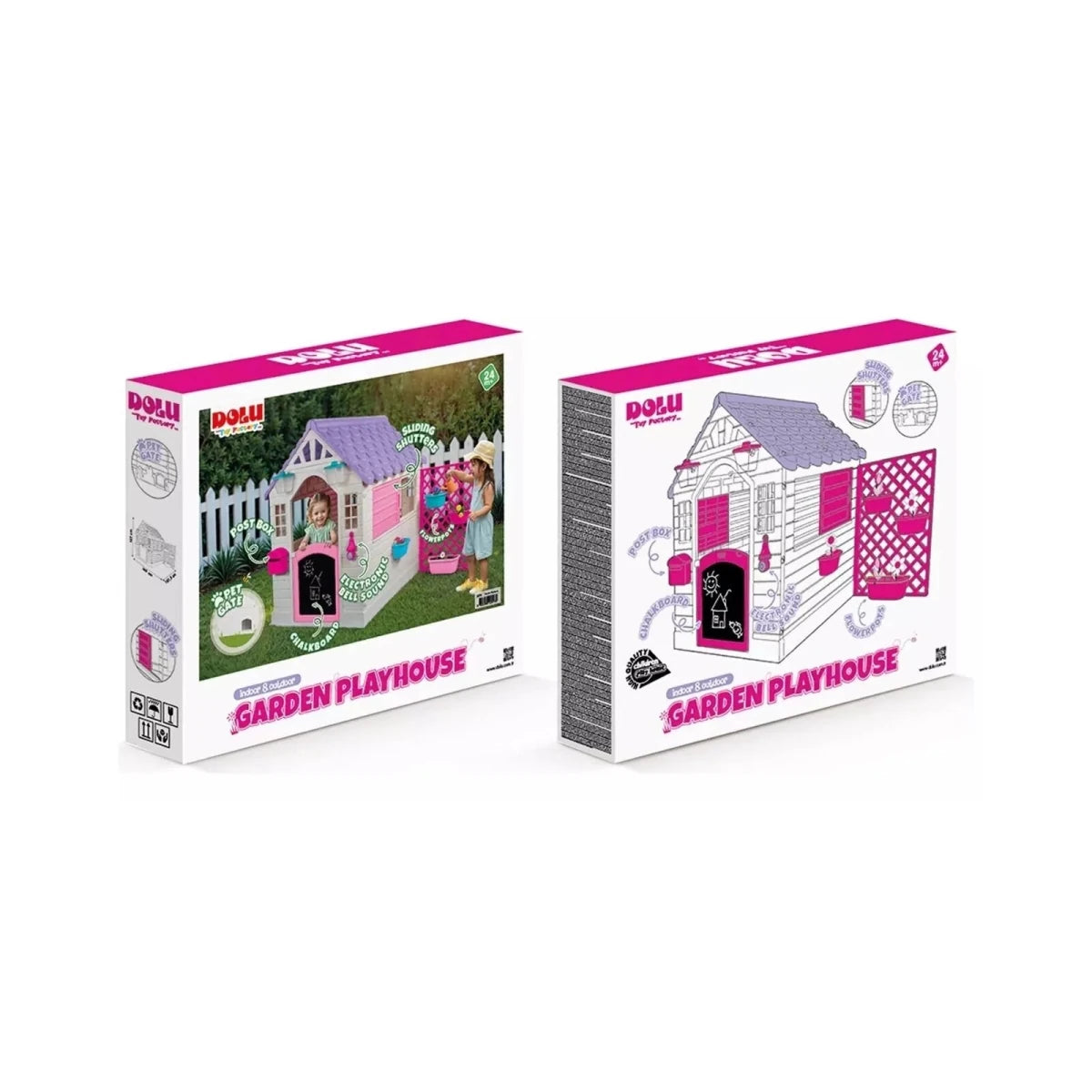 Dolu Deluxe Garden Playhouse with Fence – Pink - ebebek
