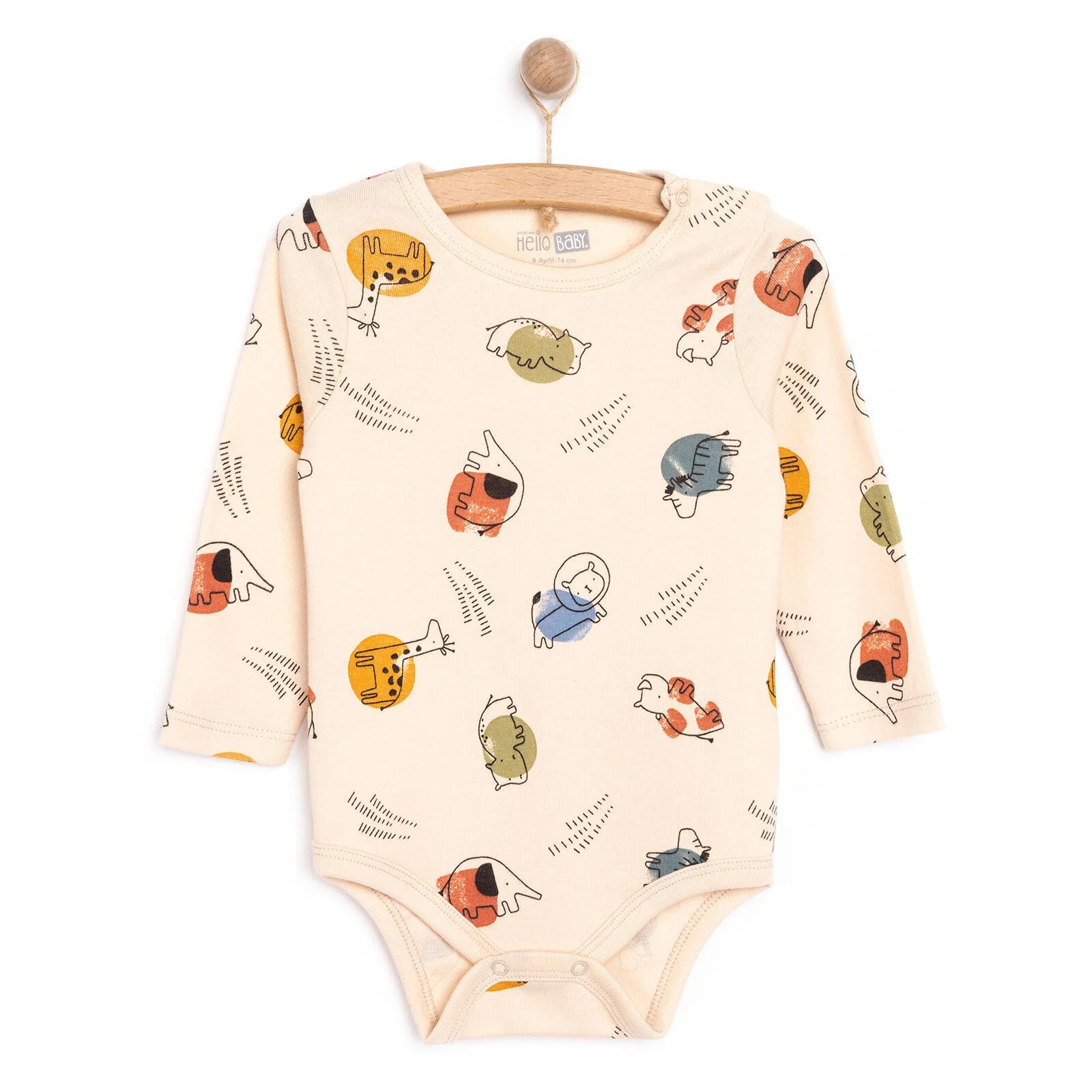 HelloBaby Boy Long Sleeve Bodysuit - Beige - ebebek - Black Friday