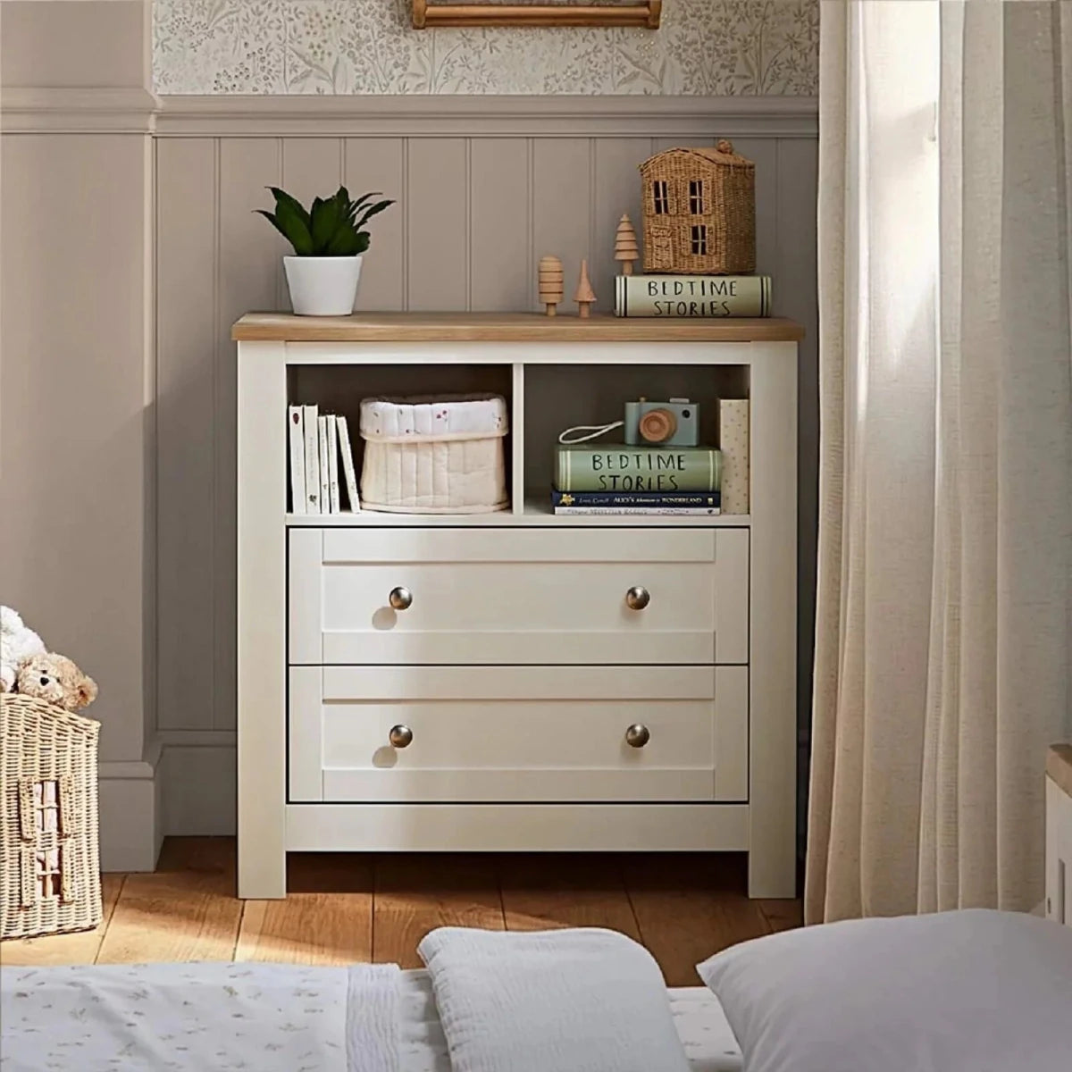 CuddleCo Burford Dresser Changer - White/Oak White/Oak - ebebek
