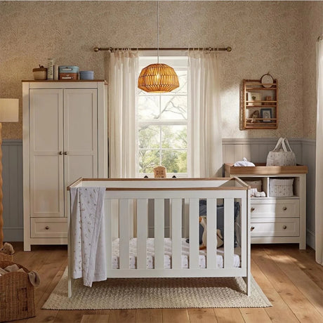 CuddleCo Burford 3 Piece Nursery Furniture Set - White/Oak White/Oak - ebebek