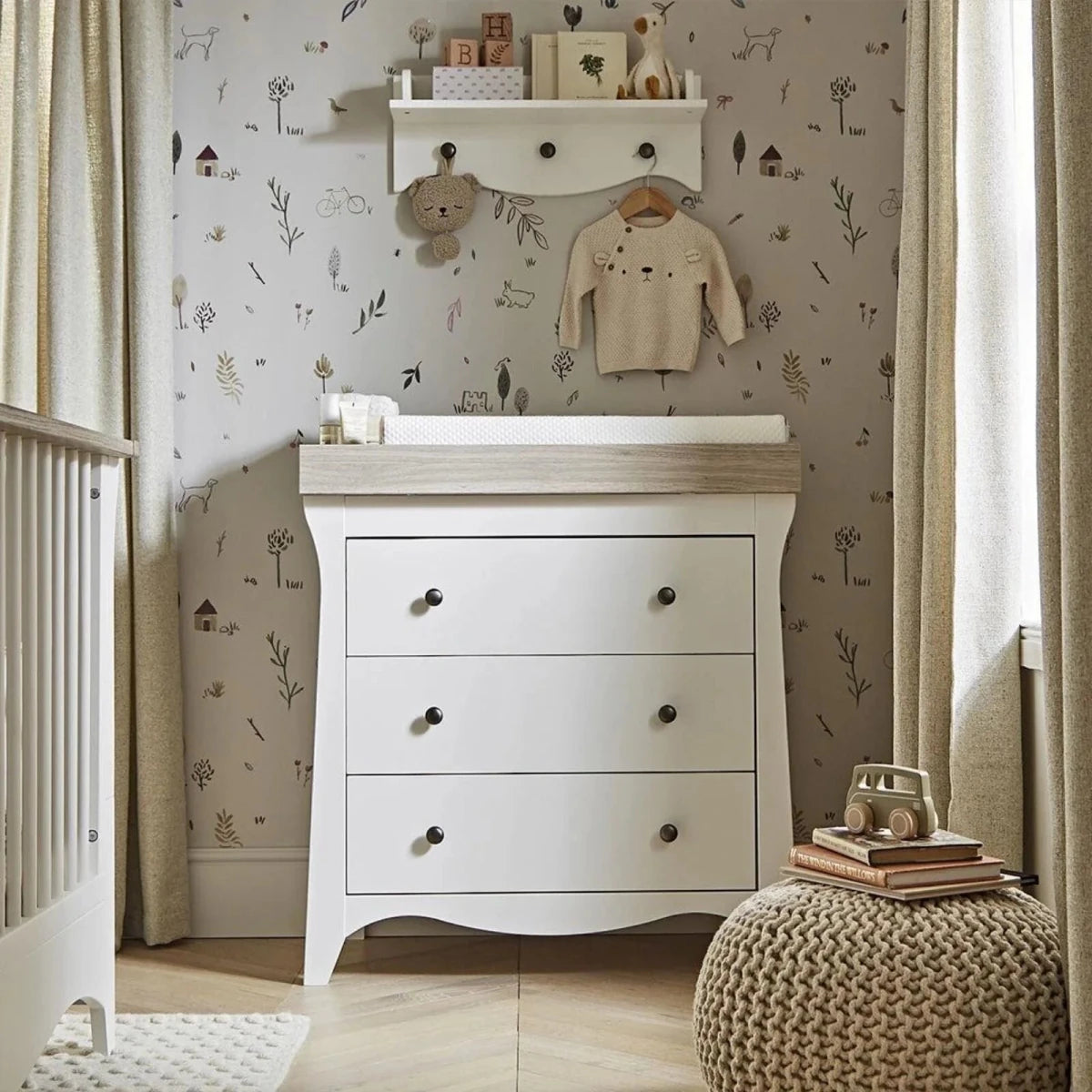 CuddleCo Clara 2 Piece Nursery Furniture Set - White & Ash - ebebek
