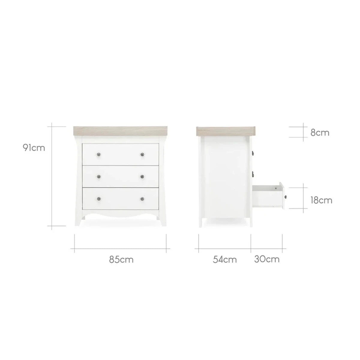 CuddleCo Clara 2 Piece Nursery Furniture Set - White & Ash - ebebek