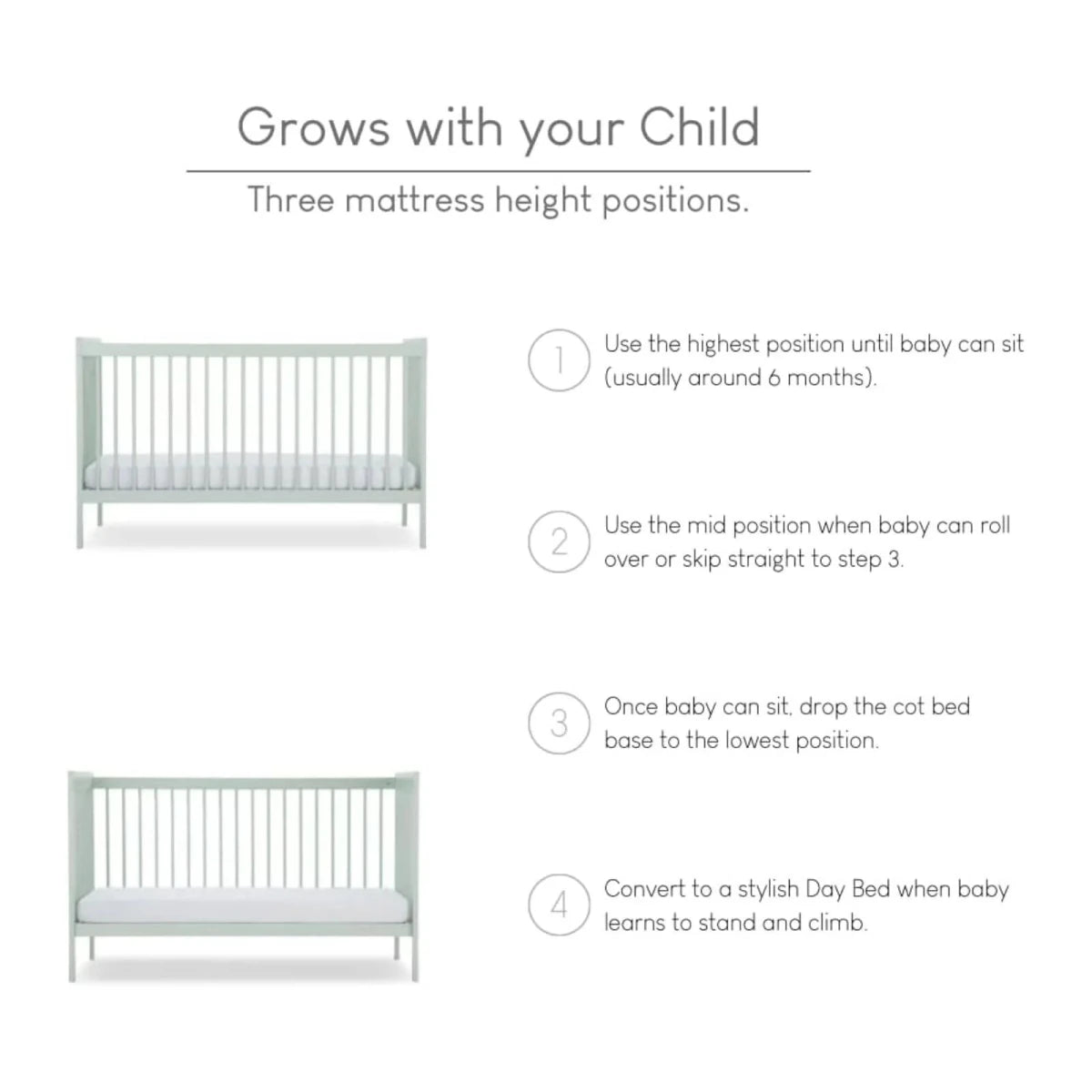 CuddleCo Nola Cot Bed - Sage Green Sage Green - ebebek