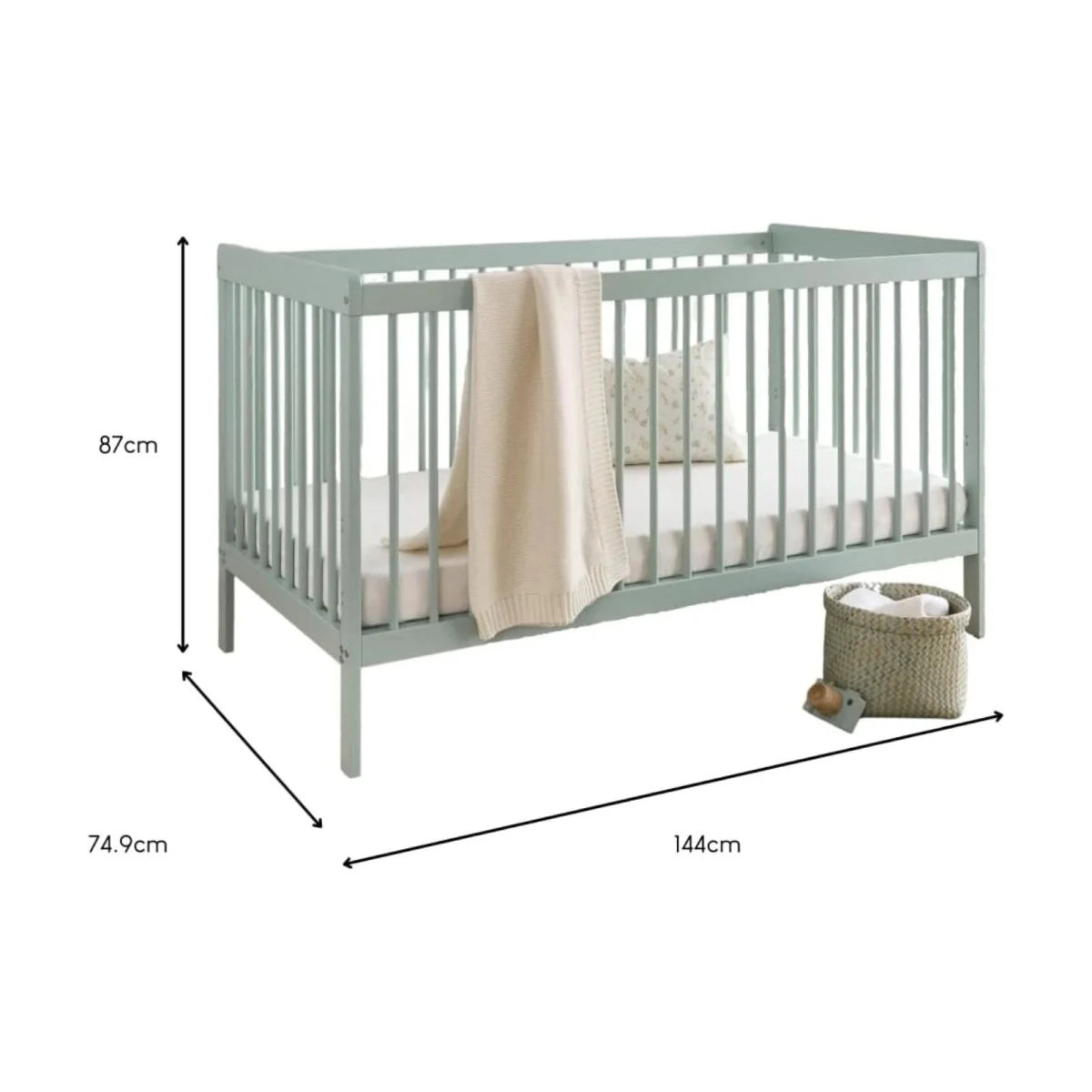 CuddleCo Nola Cot Bed - Sage Green Sage Green - ebebek