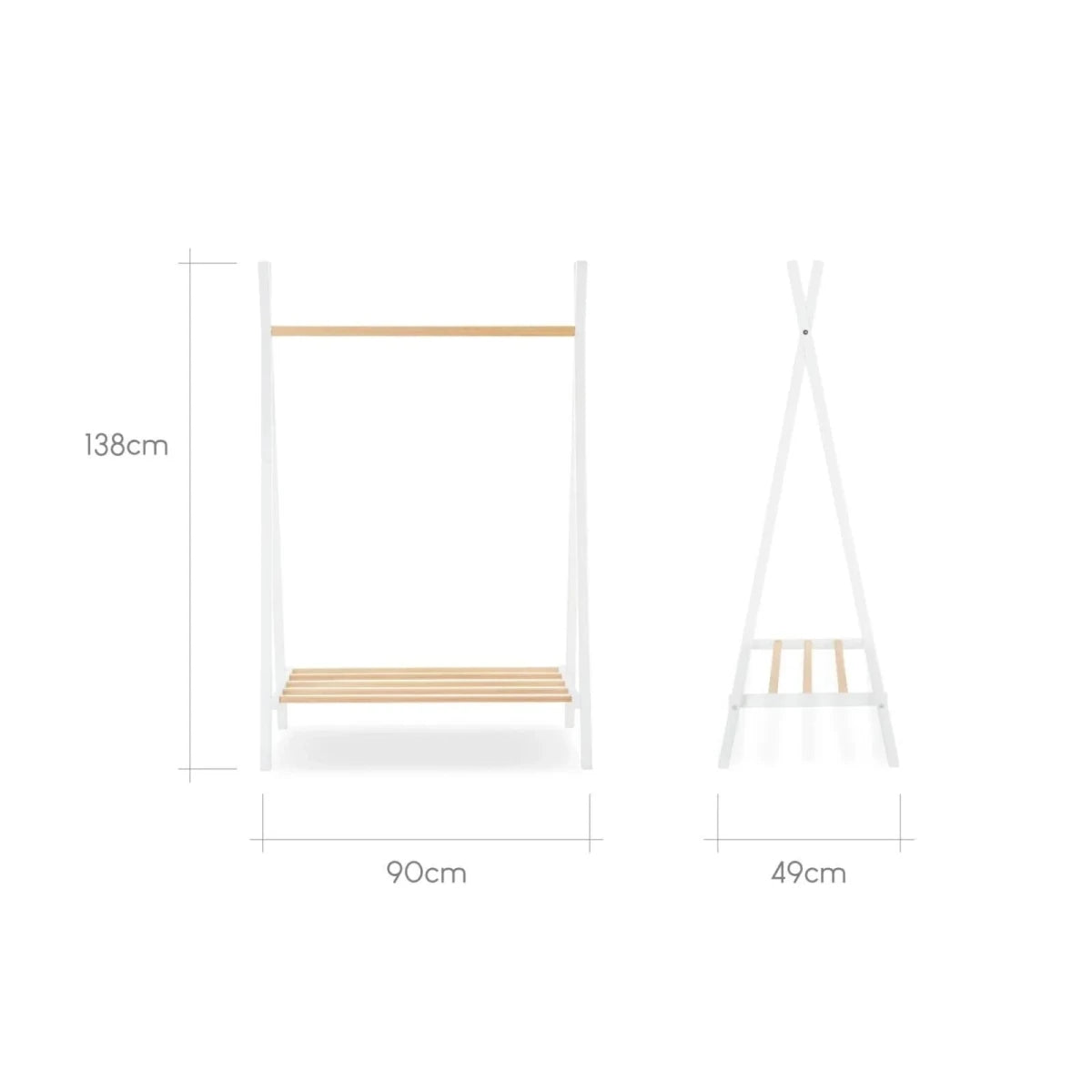 CuddleCo Nola Clothes Rail - White & Natural - ebebek